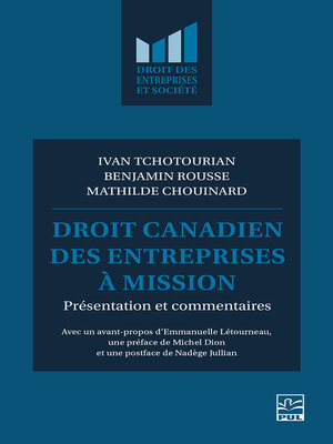 cover image of Droit canadien des entreprises à mission